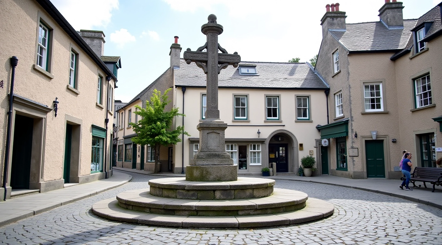 Historic Market Cross in Kilkenny with stone architecture and medieval buildings surrounding the square