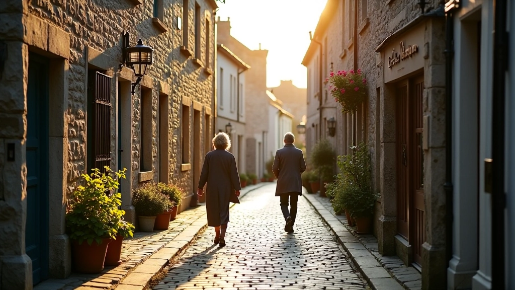 Kilkenny medieval street with cobblestones and historic buildings